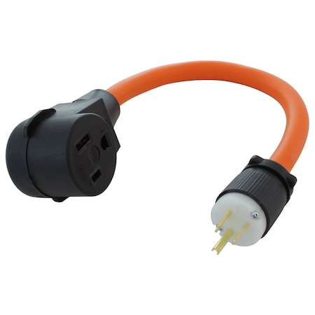 Ac Works Plug Adapter, STW, 6-50R, 5-15P, 6-50P, 5-15P, 1.5 ft., Orange WD515650-018